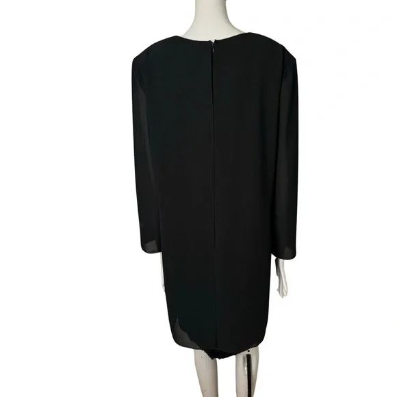 CATTIVA Vintage Crepe Embellished Black Formal Dress Long Sleeve - Picture 9 of 15